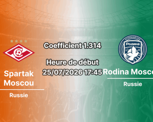 Pronostic Spartak Moscou Rodina Moscow – Otkrytie Arena Moscou, Championnat de Russie Première Ligue Tour 1, 25 juillet 2026