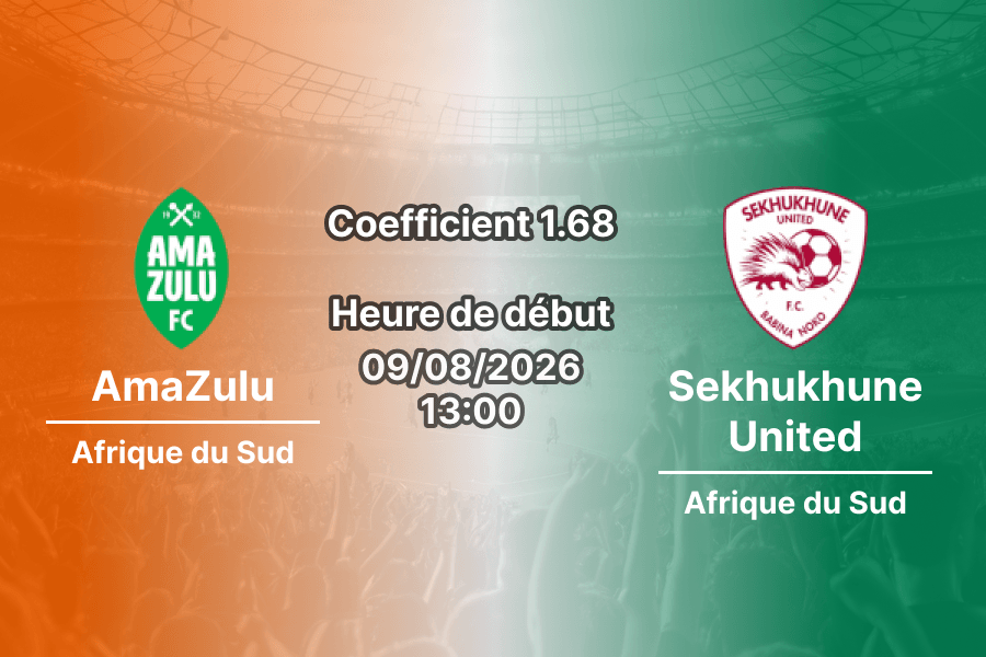 Pronostic AmaZulu Sekhukhune United – Chatsworth Stadium, Durban, MTN8 2026/27 Quart de finale 9 août 2026