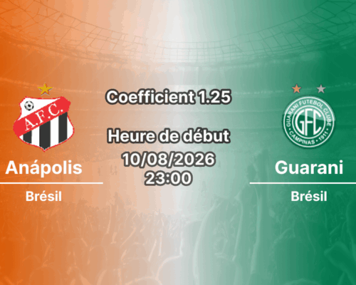 Pronostic Anápolis Guarani – Estádio Jonas Duarte, Anápolis, Brasileirão Série C Journée 16, 10 août 2026