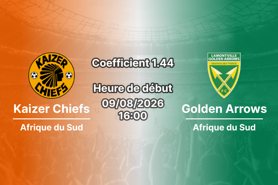 Pronostic Kaizer Chiefs Lamontville Golden Arrows – FNB Stadium Soccer City, Johannesburg, MTN8 2026/27 Quart de finale 9 août 2026
