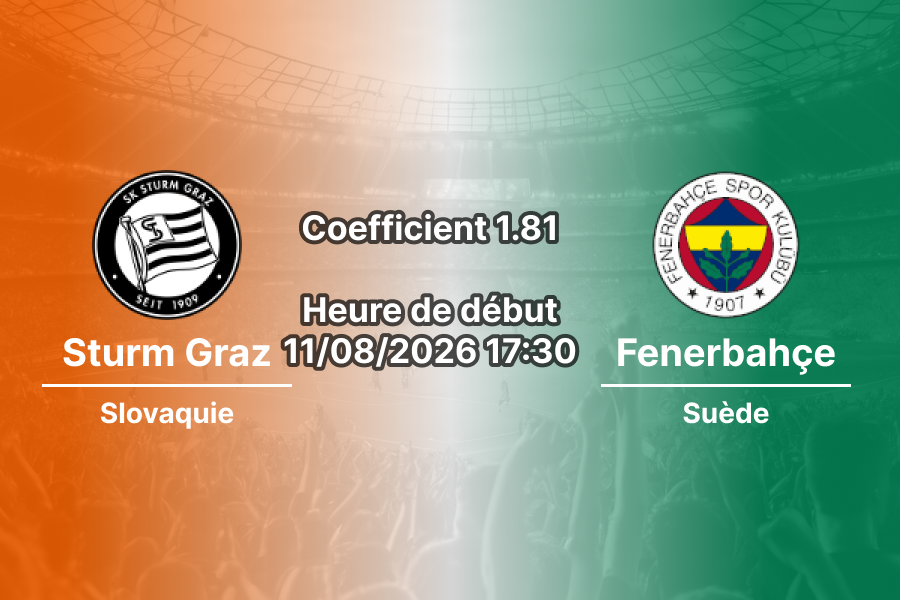 Pronostic Sturm Graz Fenerbahçe — Merkur Arena, Ligue des Champions 2026/27, Graz, 11 août 2026