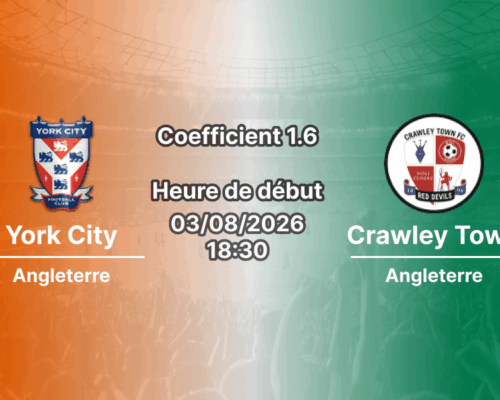 Pronostic York City Crawley Town – LNER Community Stadium York, Carabao Cup 2026-27, 3 août
