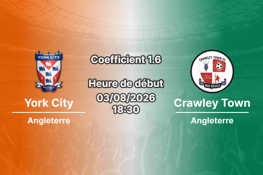 Pronostic York City Crawley Town – LNER Community Stadium York, Carabao Cup 2026-27, 3 août