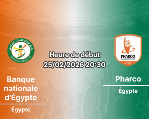 Pronostic Banque Nationale d'Égypte – Pharco | Egyptian Premier League, J18 (25/02/2026) : Deux équipes en panne d'inspiration s'affrontent au Caire