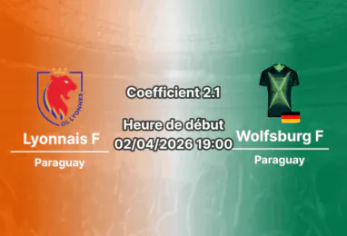 Pronostic Olympique Lyonnais – VfL Wolfsburg quart de finale retour UEFA Women's Champions League 2026 – analyse cotes et paris au Parc Olympique Lyonnais