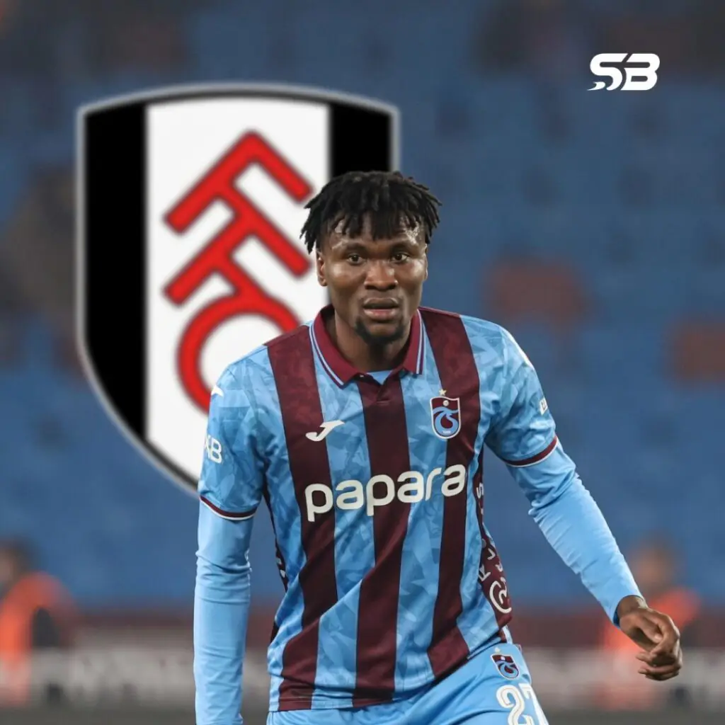 Chibuike Nwaiwu célébrant son doublé de la tête contre Fatih Karagümrük pour Trabzonspor en 2026