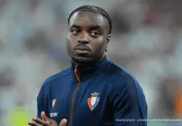 Enzo Boyomo international camerounais lors d'un match avec la sélection du Cameroun