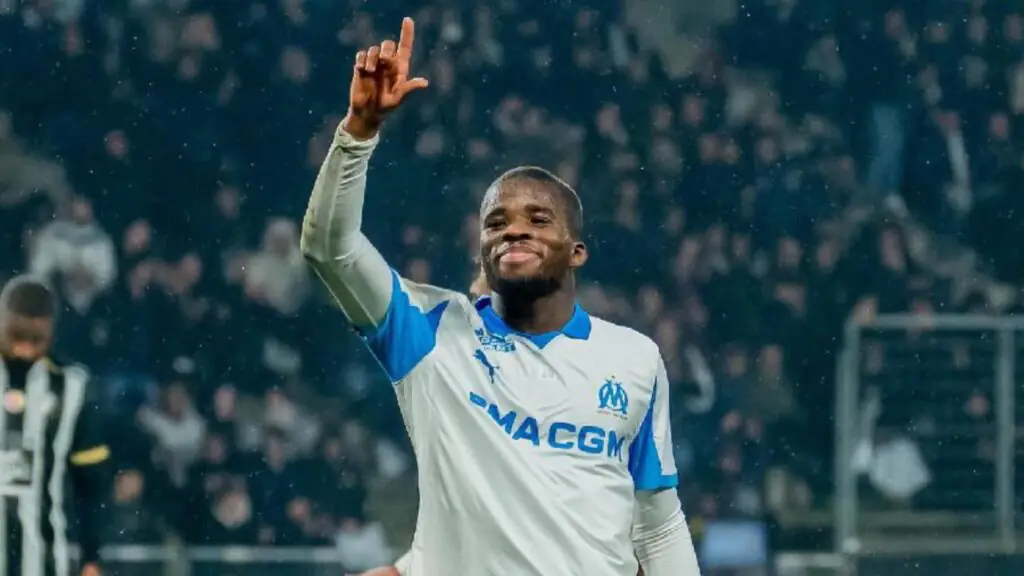 Hamed Junior Traoré milieu offensif ivoirien de l'Olympique de Marseille en Ligue 1 saison 2025-2026