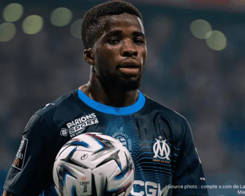Hamed Junior Traoré milieu offensif ivoirien de l'Olympique de Marseille en Ligue 1 saison 2025-2026