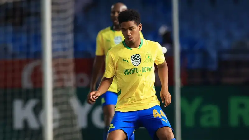 Jayden Adams Sundowns en conférence de presse Chloorkop avant la finale CAF contre AS FAR 17 mai 2026