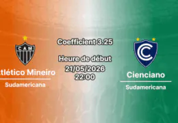 Pronostic Atlético Mineiro Cienciano à l'Arena MRV Belo Horizonte, Copa Sudamericana Groupe B 21 mai 2026