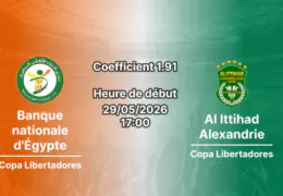 Pronostic Banque nationale d'Égypte Al Ittihad Alexandrie au stade Al-Salam Le Caire, Tour de Relégation 29 mai 2026