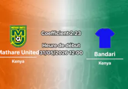 Pronostic Mathare United Bandari au Kasarani Annex Stadium Nairobi, Kenya Premier League J34 31 mai 2026