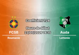 Pronostic FCSB Auda – Arena Națională Bucarest Roumanie, Ligue Conférence UEFA 2e tour qualificatif aller, 23 juillet 2026
