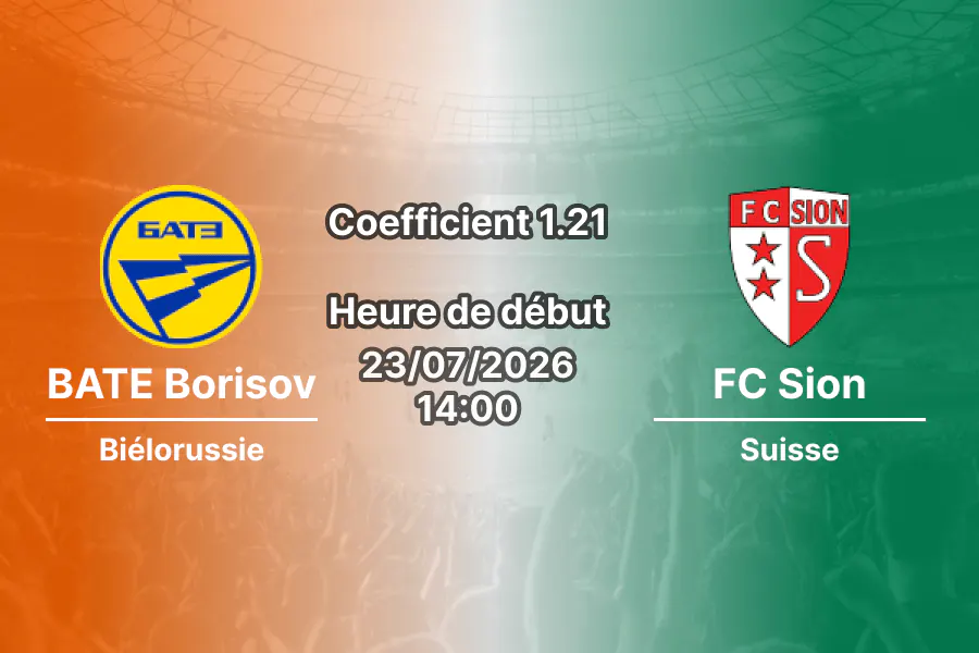Pronostic BATE Borisov FC Sion – Mehdi Huseynzade Stadium Sumqayit Azerbaïdjan, Ligue Conférence UEFA 2e tour qualificatif aller, 23 juillet 2026