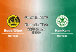 Pronostic Bodø/Glimt HamKam – Aspmyra Stadion Bodø Norvège, Eliteserien 2026, 22 juillet 2026
