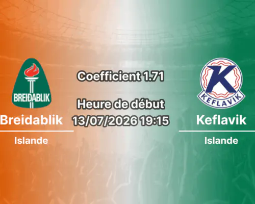 Pronostic Breidablik Keflavik – Stade Kopavogsvollur, Islande Urvalsdeild Tour 14, 13 juillet 2026