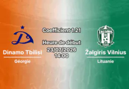 Pronostic Dinamo Tbilisi Žalgiris Vilnius – Mikheil Meskhi Stadium Tbilissi Géorgie, Ligue Conférence UEFA 2e tour qualificatif aller, 23 juillet 2026