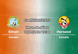 Pronostic Elman Horseed – Mogadishu Stadium, Somalie Premier League, 10 juillet 2026