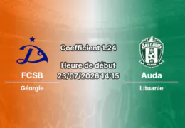 Pronostic FCSB Auda – Arena Națională Bucarest Roumanie, Ligue Conférence UEFA 2e tour qualificatif aller, 23 juillet 2026