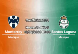 Pronostic Monterrey Santos Laguna – Estadio BBVA Guadalupe, Liga MX Apertura 2026 Journée 1 19 juillet 2026