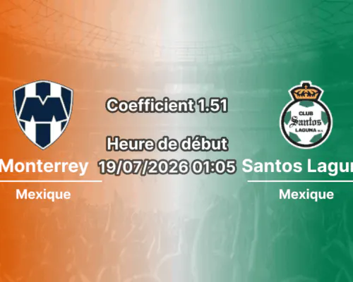 Pronostic Monterrey Santos Laguna – Estadio BBVA Guadalupe, Liga MX Apertura 2026 Journée 1 19 juillet 2026