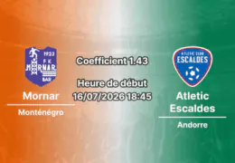 Pronostic Mornar Atletic Club Escaldes – Stade Podgorica City, Ligue Conférence UEFA 1er tour qualif retour 16 juillet 2026