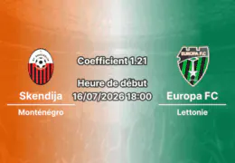 Pronostic Skendija Europa FC – Telekom Arena Skopje, Ligue Conférence UEFA 1er tour qualif retour 16 juillet 2026