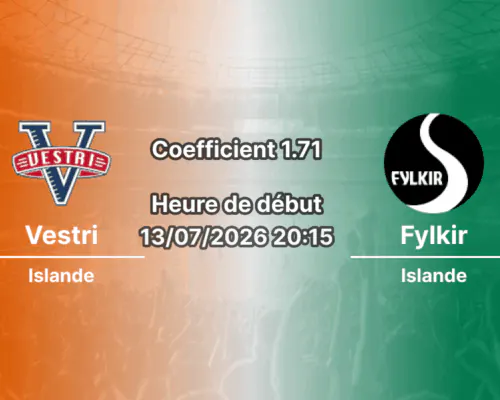 Pronostic Vestri Fylkir – Stade Kerecis Isafjordur, Islande 1ère Division Tour 13, 13 juillet 2026