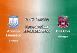 Pronostic Apollon Limassol Dila Gori – Alphamega Stadium, Conference League 2026-27, 28 juillet