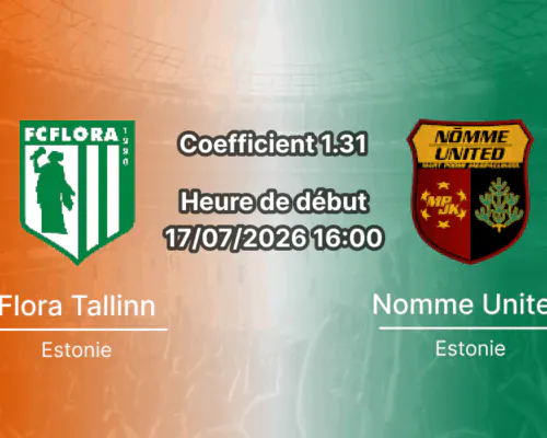 Pronostic Flora Nomme United – A. Le Coq Arena Tallinn, Meistriliiga Tour 20, 17 juillet 2026
