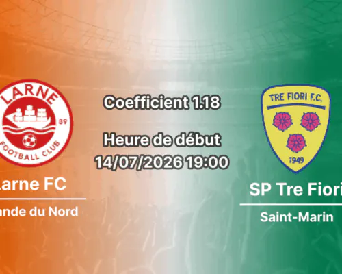 Pronostic Larne Tre Fiori – Inver Park Larne Irlande du Nord, Ligue des champions UEFA 2026-27, 14 juillet 2026