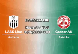 Pronostic LASK Linz Grazer AK – Raiffeisen Arena Linz, Bundesliga Autriche 2026-27, 31 juillet