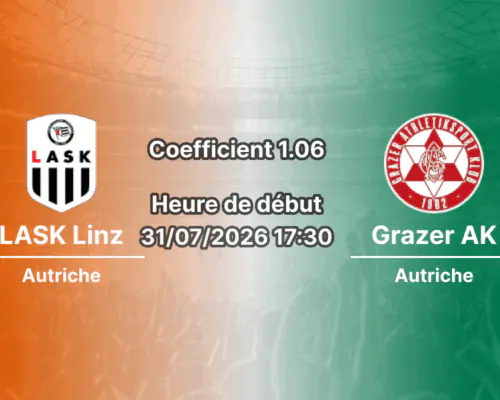 Pronostic LASK Linz Grazer AK – Raiffeisen Arena Linz, Bundesliga Autriche 2026-27, 31 juillet