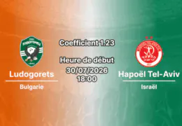 Pronostic Ludogorets Hapoël Tel-Aviv – Ludogorets Arena Razgrad, Conference League 2026-27, 30 juillet
