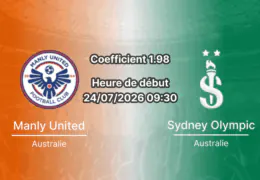 Pronostic Manly United Sydney Olympic – Cromer Park Sydney, NPL NSW Round 25, 24 juillet 2026
