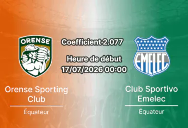 Pronostic Orense Emelec – Estadio 9 de Mayo Machala, LigaPro Serie A Ecuador Tour 19, 17 juillet 2026