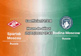 Pronostic Spartak Moscou Rodina Moscow – Otkrytie Arena Moscou, Championnat de Russie Première Ligue Tour 1, 25 juillet 2026