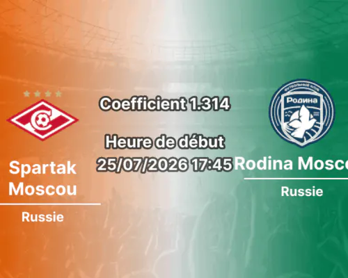 Pronostic Spartak Moscou Rodina Moscow – Otkrytie Arena Moscou, Championnat de Russie Première Ligue Tour 1, 25 juillet 2026