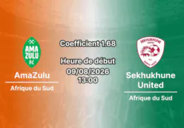 Pronostic AmaZulu Sekhukhune United – Chatsworth Stadium, Durban, MTN8 2026/27 Quart de finale 9 août 2026