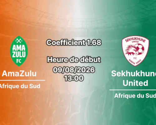 Pronostic AmaZulu Sekhukhune United – Chatsworth Stadium, Durban, MTN8 2026/27 Quart de finale 9 août 2026