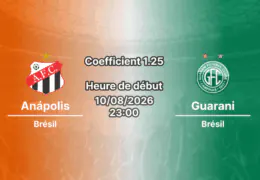 Pronostic Anápolis Guarani – Estádio Jonas Duarte, Anápolis, Brasileirão Série C Journée 16, 10 août 2026