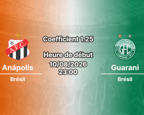 Pronostic Anápolis Guarani – Estádio Jonas Duarte, Anápolis, Brasileirão Série C Journée 16, 10 août 2026