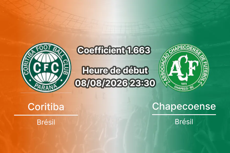 Pronostic Coritiba Chapecoense – Couto Pereira Curitiba, Brasileirão Série A Tour 22, 8 août 2026