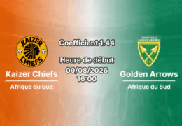 Pronostic Kaizer Chiefs Lamontville Golden Arrows – FNB Stadium Soccer City, Johannesburg, MTN8 2026/27 Quart de finale 9 août 2026