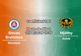 Pronostic Slovan Bratislava Mjällby — Tehelné pole, Ligue des Champions 2026/27, Bratislava, 11 août 2026